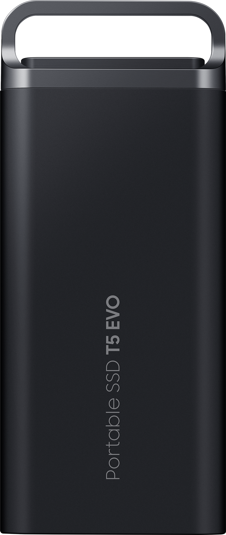 Disque SSD noir avec le texte 'Portable SSD T5 EVO'.
