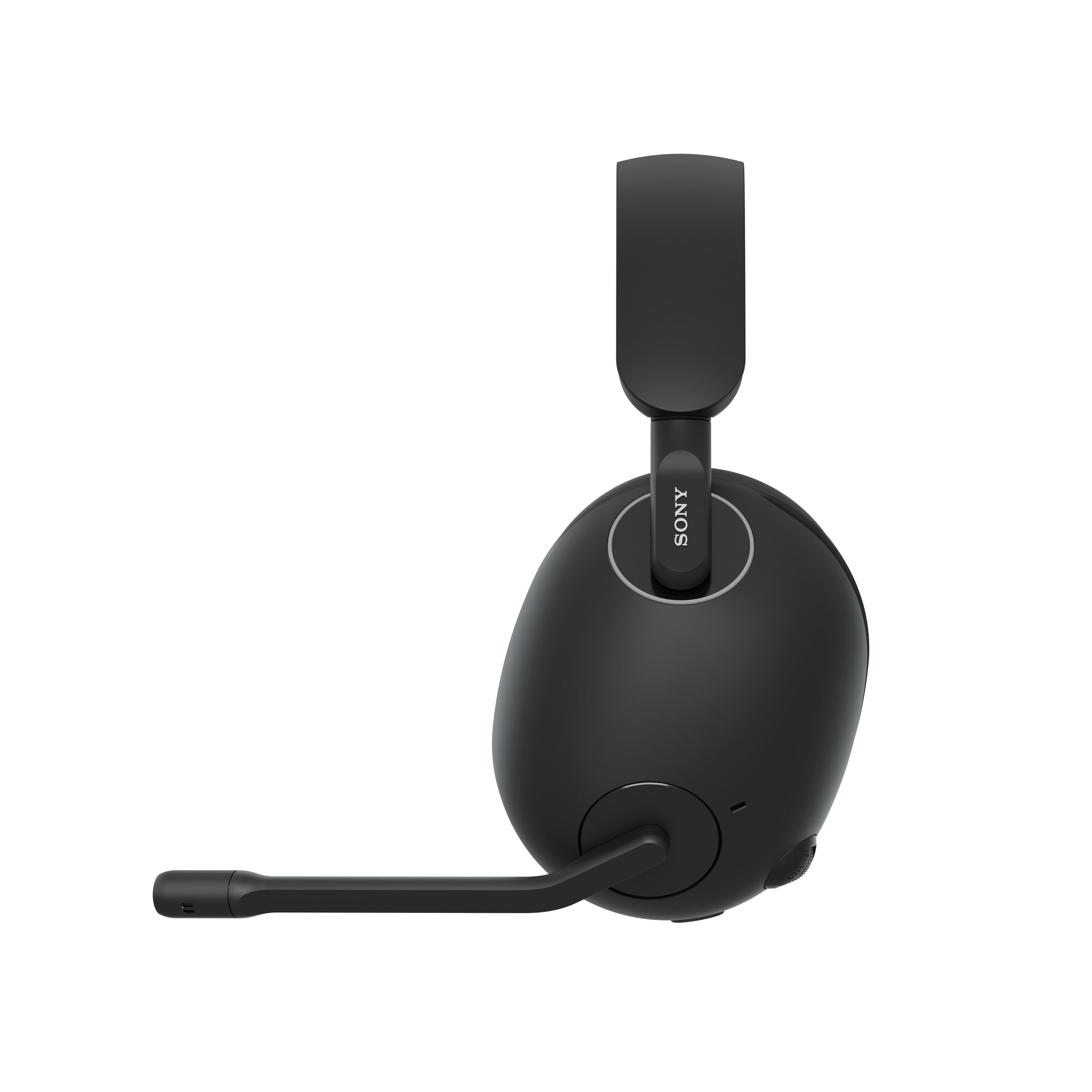 Auriculares Sony negros. Los auriculares tienen micrófono y están sobre fondo blanco.