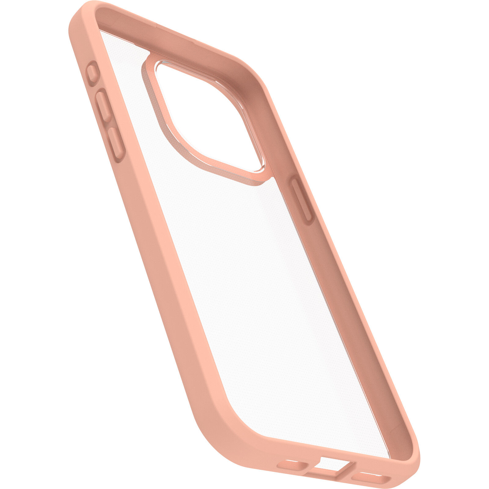 Light pink phone case with clear center and curved edges.