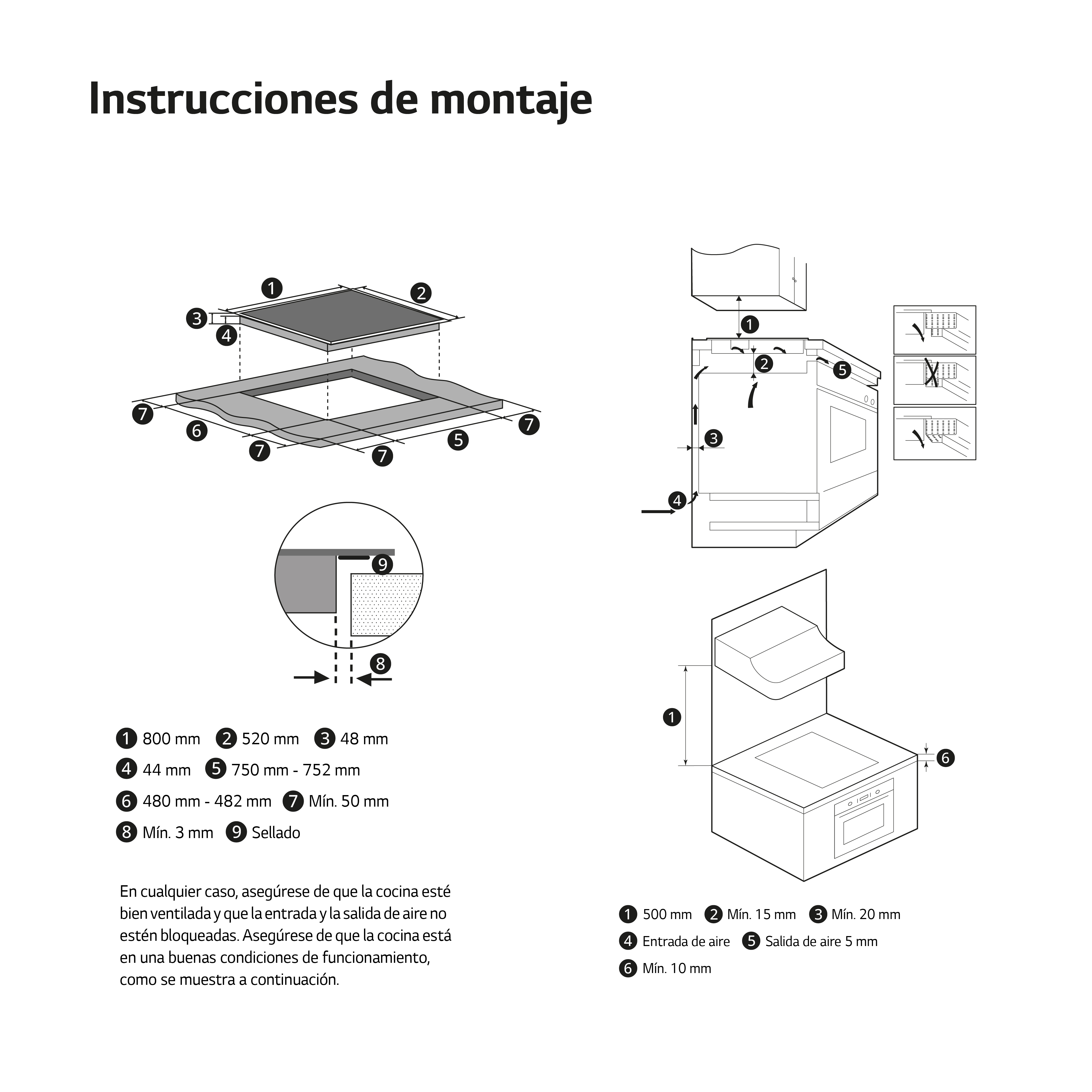 Instrucciones de montaje para un electrodoméstico de cocina.