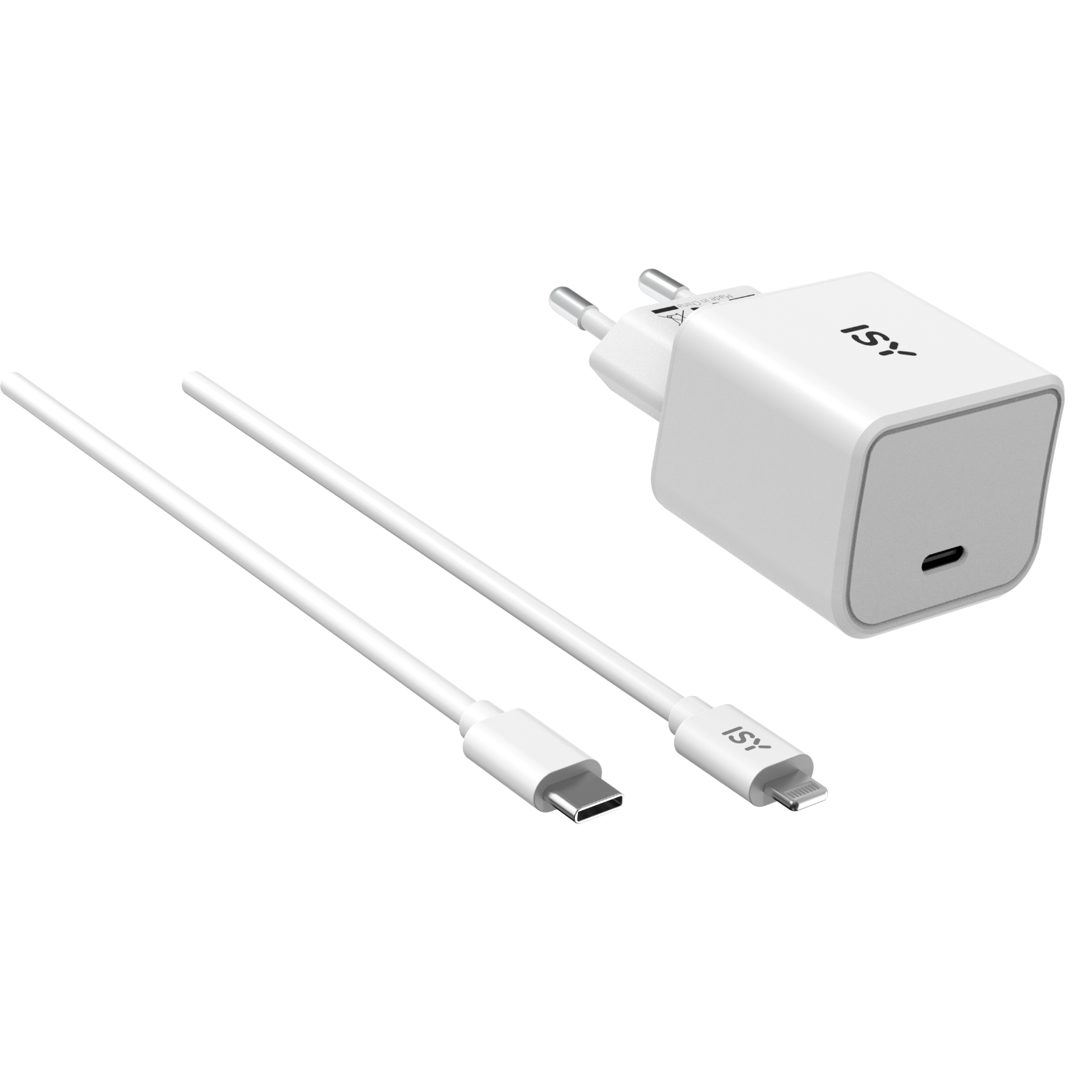 ISY Iwc 2501 Usb-c-naar-lightning Oplader Met Kabel Wit afbeelding