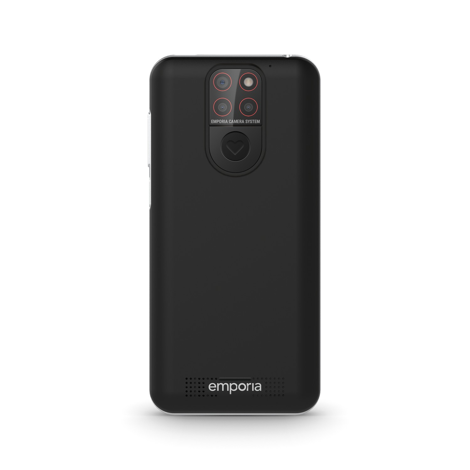 Black phone back with multiple cameras and 'emporia camera system' text.