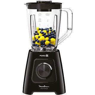 Batidora de vaso - Moulinex LM4258 Blenforce II, 600 W, 2 L, 6 cuchillas, Tecnología Powelix, 2 velocidades, Función Pulse, Sistema de bloqueo, Negro