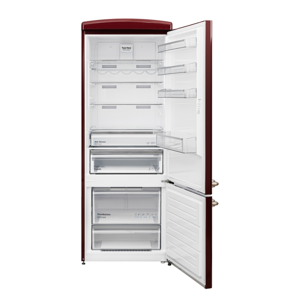 VESTEL Retro NFK52211 471L Alttan Donduruculu No-Frost Buzdolabı Bordo