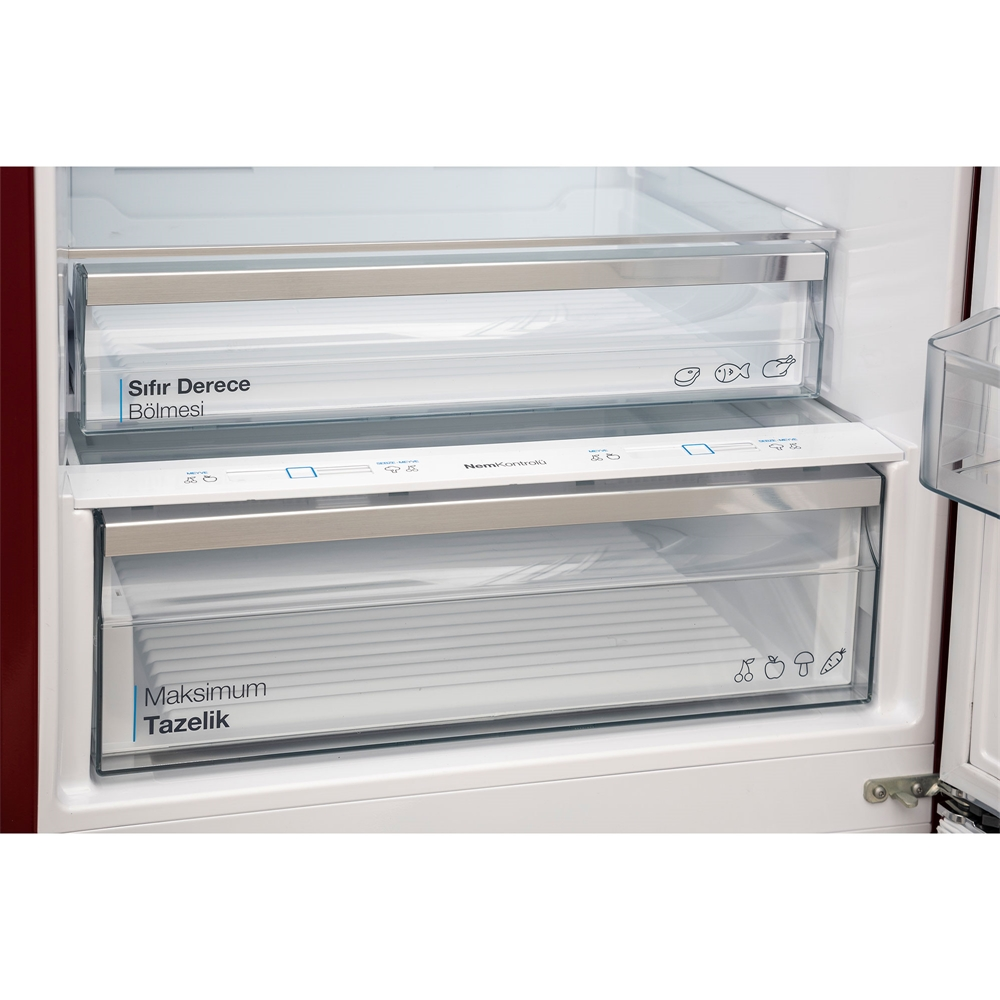 VESTEL Retro NFK52211 471L Alttan Donduruculu No-Frost Buzdolabı Bordo