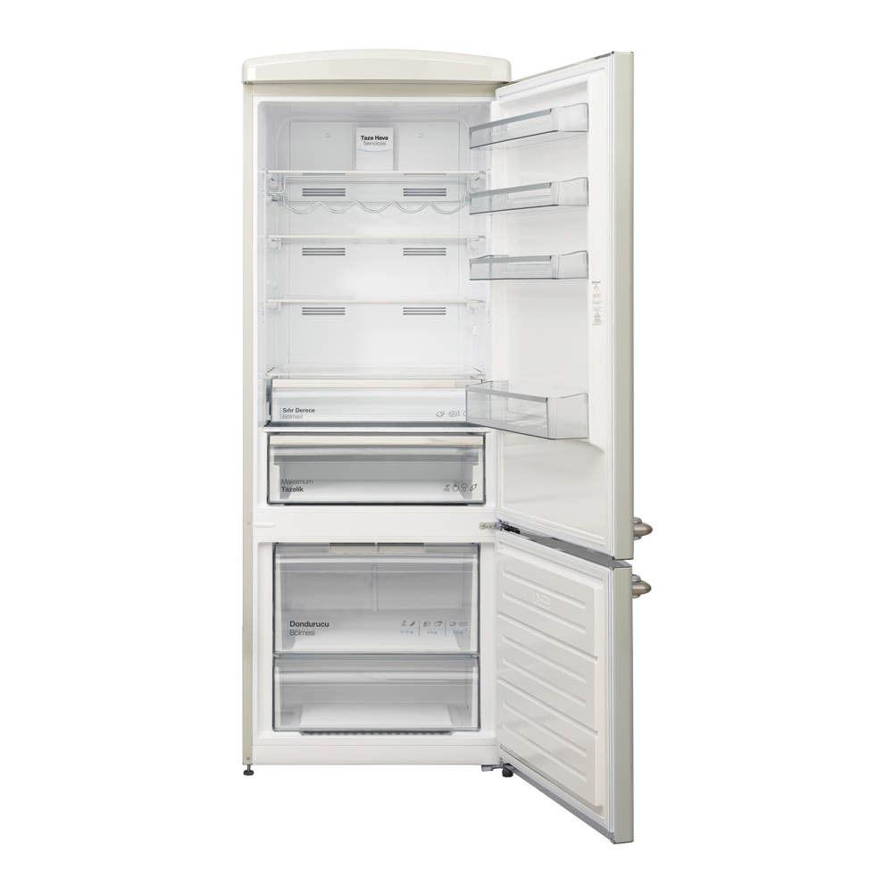 VESTEL Retro NFK52211 471L Alttan Donduruculu No-Frost Buzdolabı Bej
