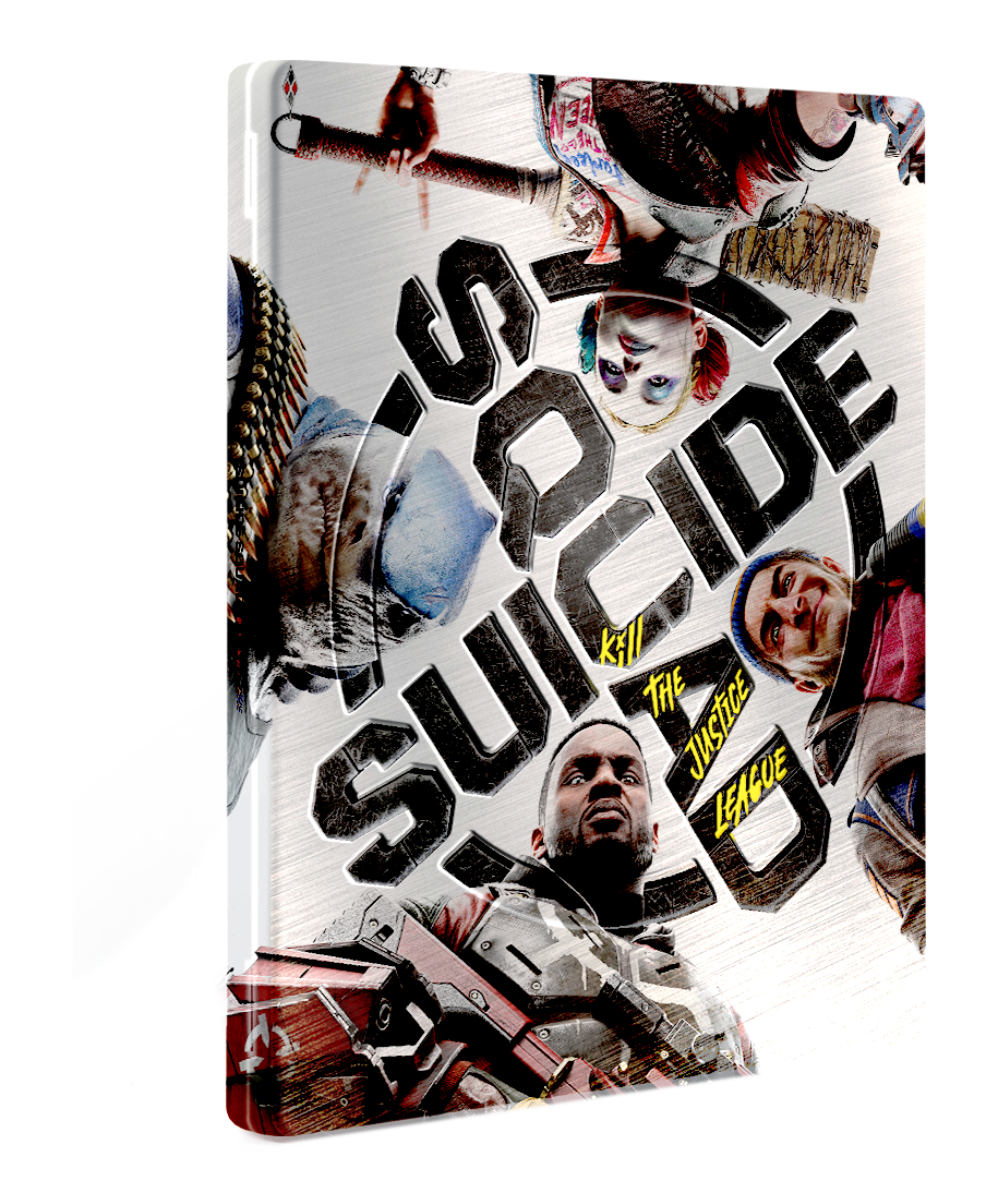 Portada metálica de Suicide Squad: Kill the Justice League con cuatro personajes rodeando el título.