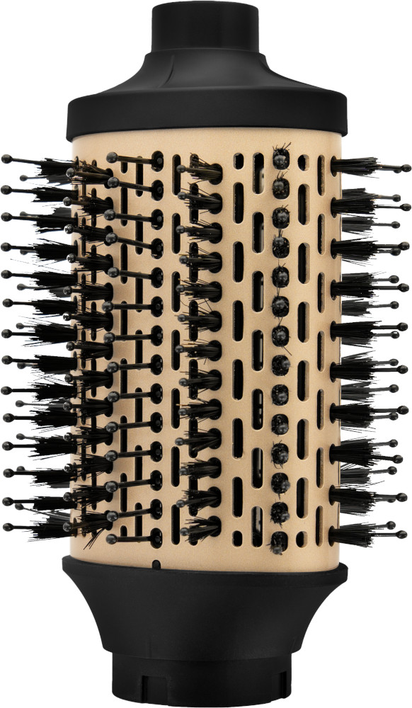 Brosse à coiffer, base et dessus noirs avec corps beige et soies noires.