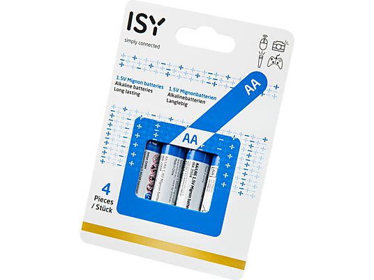 ISY 4x piles alcalines AA/LR06 - Piles AA (Blanc/bleu)