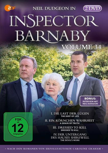 DVD-Cover von Inspector Barnaby, Band 34, mit Schauspielern und Episodentiteln.