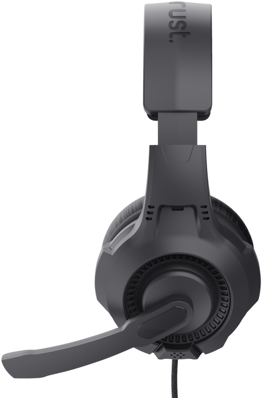 Fekete gamer headset mikrofonnal. A márkanév ust.