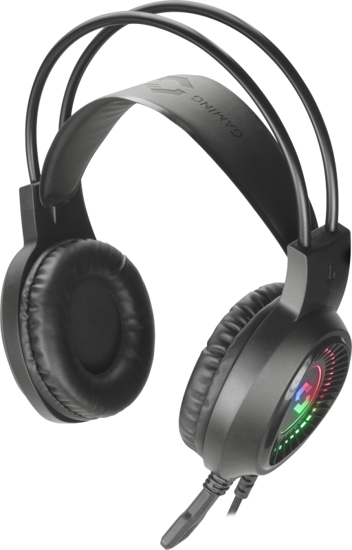 SPEED LINK VOLTOR LED vezetékes fejhallgató mikrofonnal, 2x3,5mm jack, USB tápellátás, fekete (SL-860021-BK)