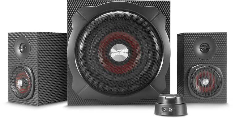 SPEED LINK Gravity Carbon 2.1 hangszóró szett, 60W (RMS), 2x RCA, Bluetooth csatlakozás, fekete (SL-820008-BK)