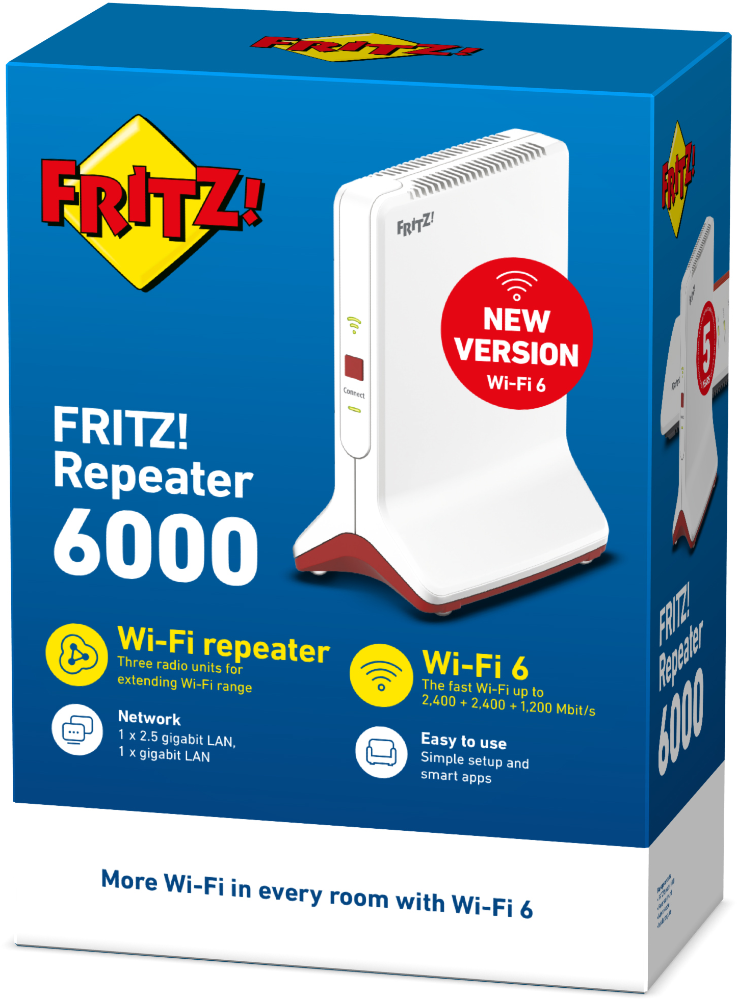 Boîte blanche Frit Repeater 6000 avec graphiques et détails Wi-Fi 6.