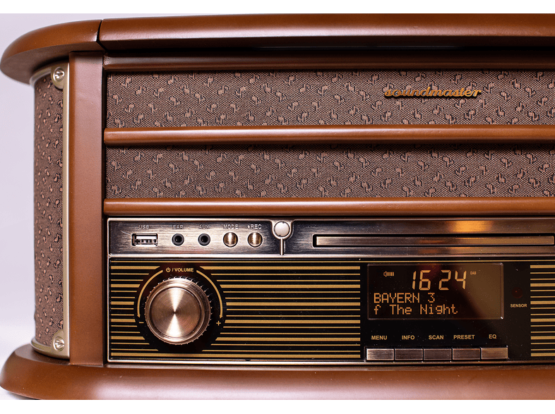 Soundmaster NR565DAB Nostalgie Stereoanlage mit DAB+/UKW Radio, Plattenspieler, CD/MP3, USB, Encoding, Kassette, Bluetooth; Kompakt Anlage — Foto 2 von 5