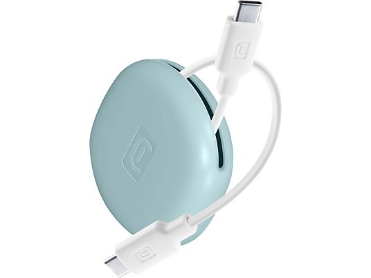 CELLULARLINE Bag Cable - USB-C zu USB-C Kabel mit Kabelhalter (Weiss/Blau)