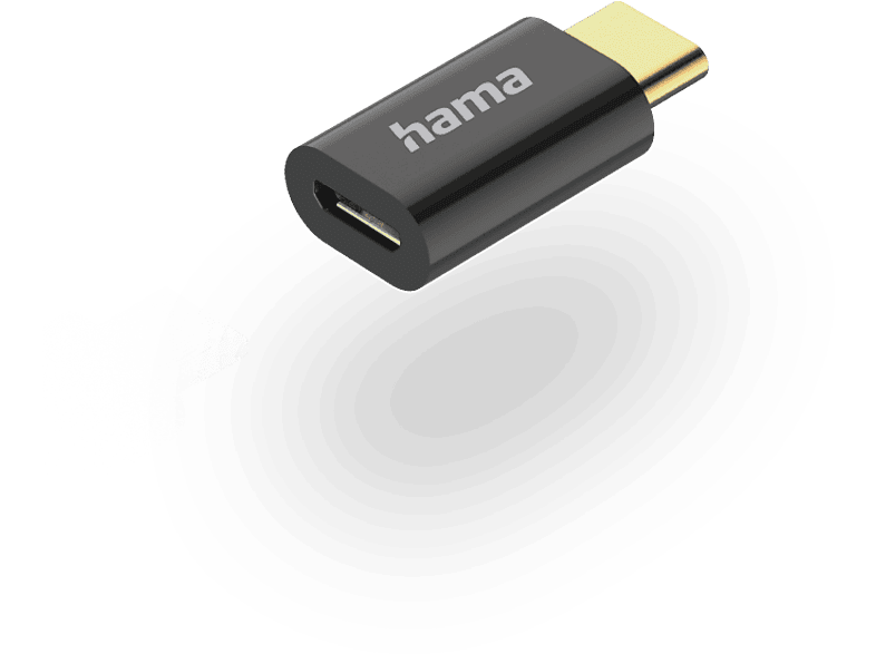 Adaptador USB-C a micro USB - Hama 00201531, Micro USB-USB C, 480 Mbit/s, Negro