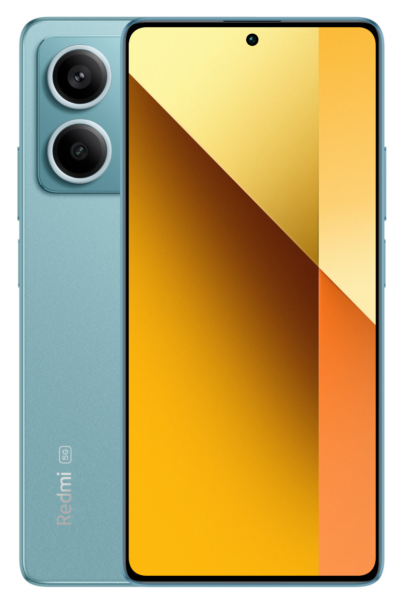 Smartfon z niebieskim tyłem i złotym ekranem, wyświetlający złoty wzór.
