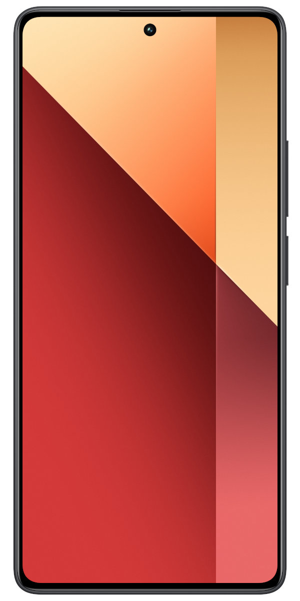 Smartfon z kolorowym ekranem, przedstawiający abstrakcyjny wzór w kolorze czerwonym, pomarańczowym i żółtym.