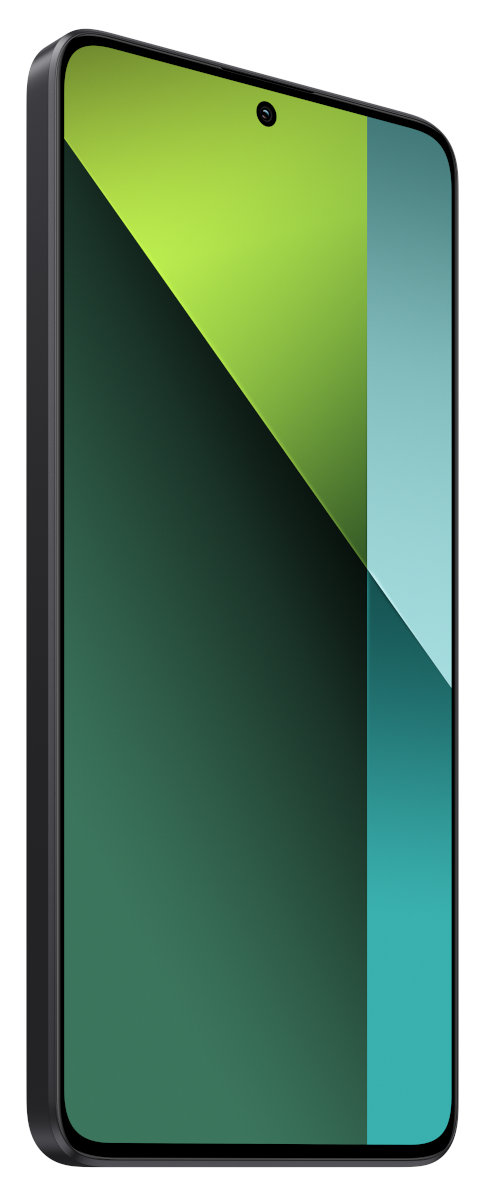 Ekran smartfona z obudową. Zielono-niebieski gradient na ekranie. Czarne obramowanie.