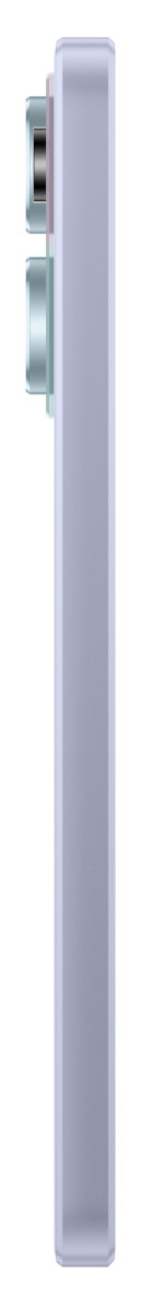 Jasny smartfon z dwoma aparatami z tyłu. Widok z boku.