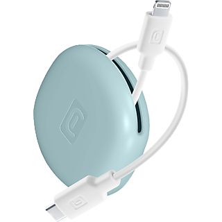 CELLULARLINE Bag Cable - Câble USB-C vers Lightning avec support de câble (Blanc/bleu)