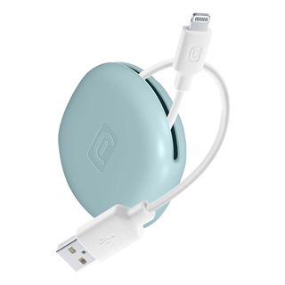 CELLULARLINE Bag Cable - USB zu Lightning Kabel mit Kabelhalter (Weiss/Blau)