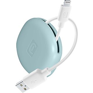 CELLULARLINE Bag Cable - USB zu Lightning Kabel mit Kabelhalter (Weiss/Blau)