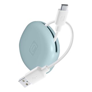 CELLULARLINE Bag Cable - USB zu USB-C Kabel mit Kabelhalter (Weiss/Blau)