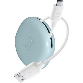 CELLULARLINE Bag Cable - USB zu USB-C Kabel mit Kabelhalter (Weiss/Blau)