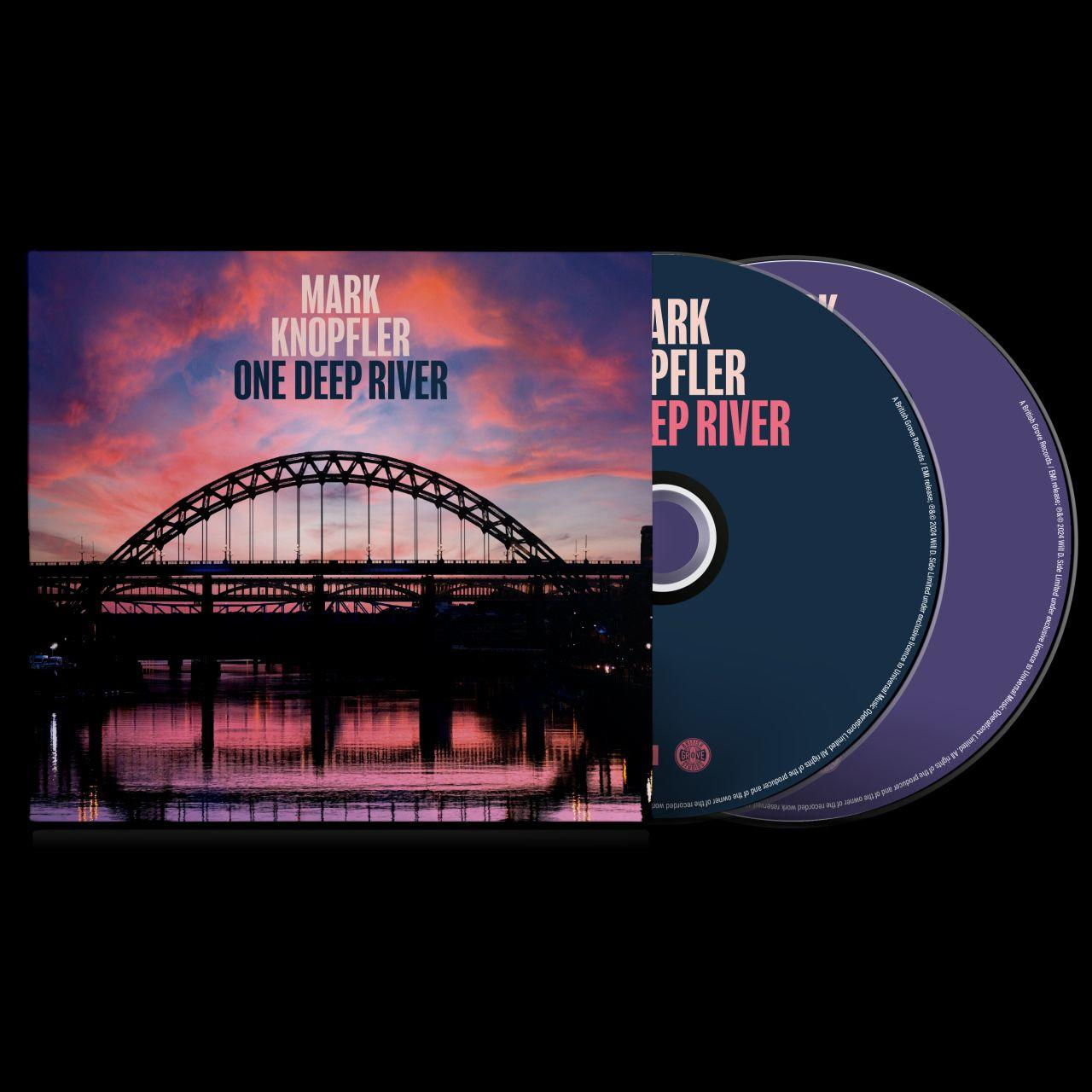CD borítója naplementével a hídon és vízen, két CD-vel belül.