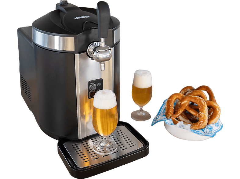 Unold Franzl Bierzapfanlage für alle gängigen 5-Liter Bierfässer, CO² Zylinder inklusive , Schwarz