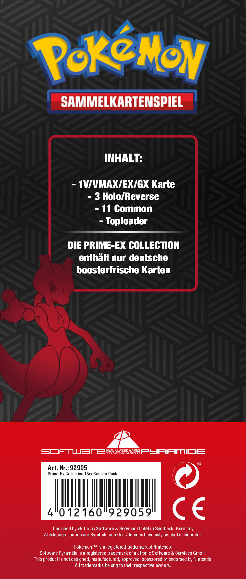 SOFTWARE PYRAMIDE Collection Pack Pokémon Booster - 15er - Sammelkarten Prime-Ex