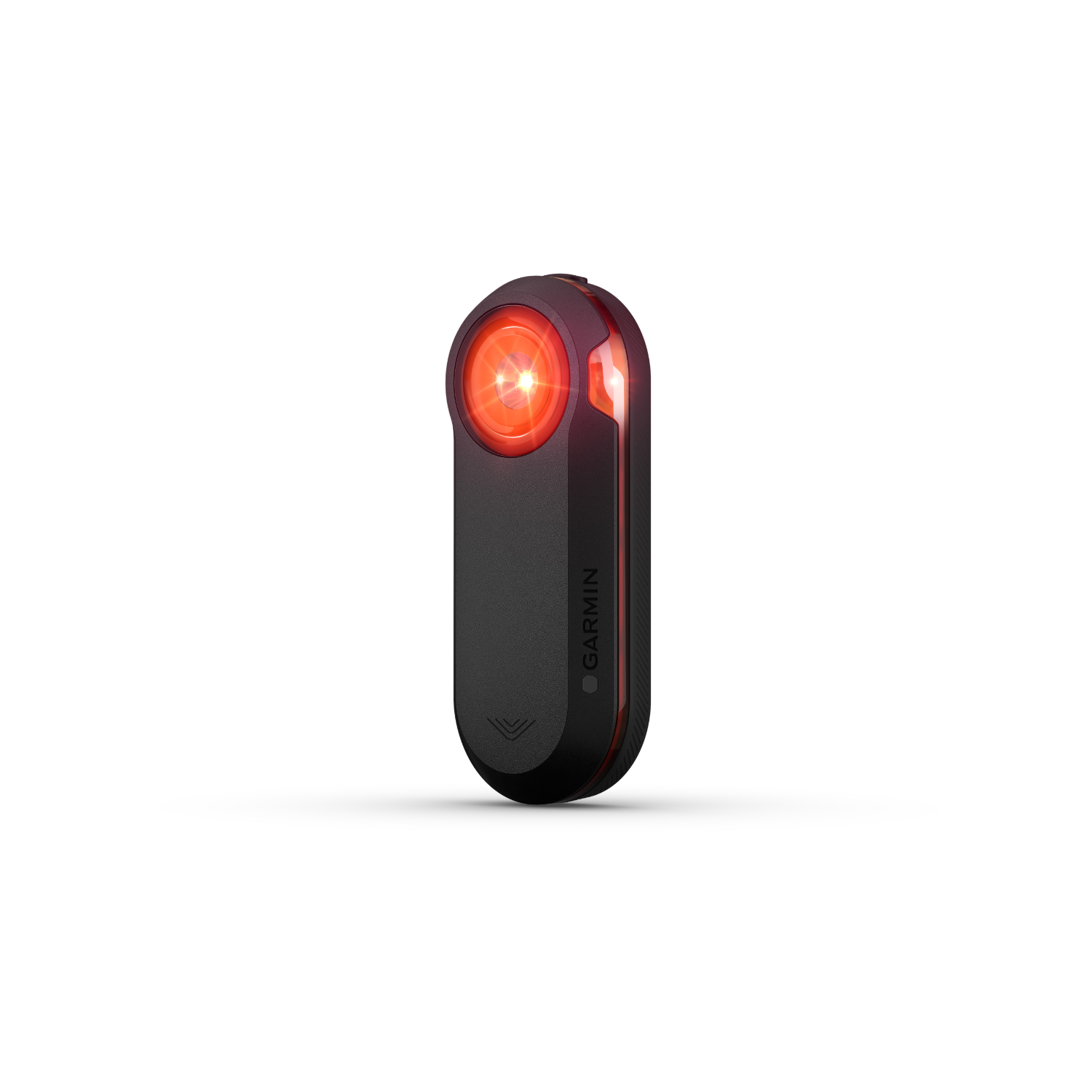 Een zwart-rood fietslicht, met een helder rood licht.