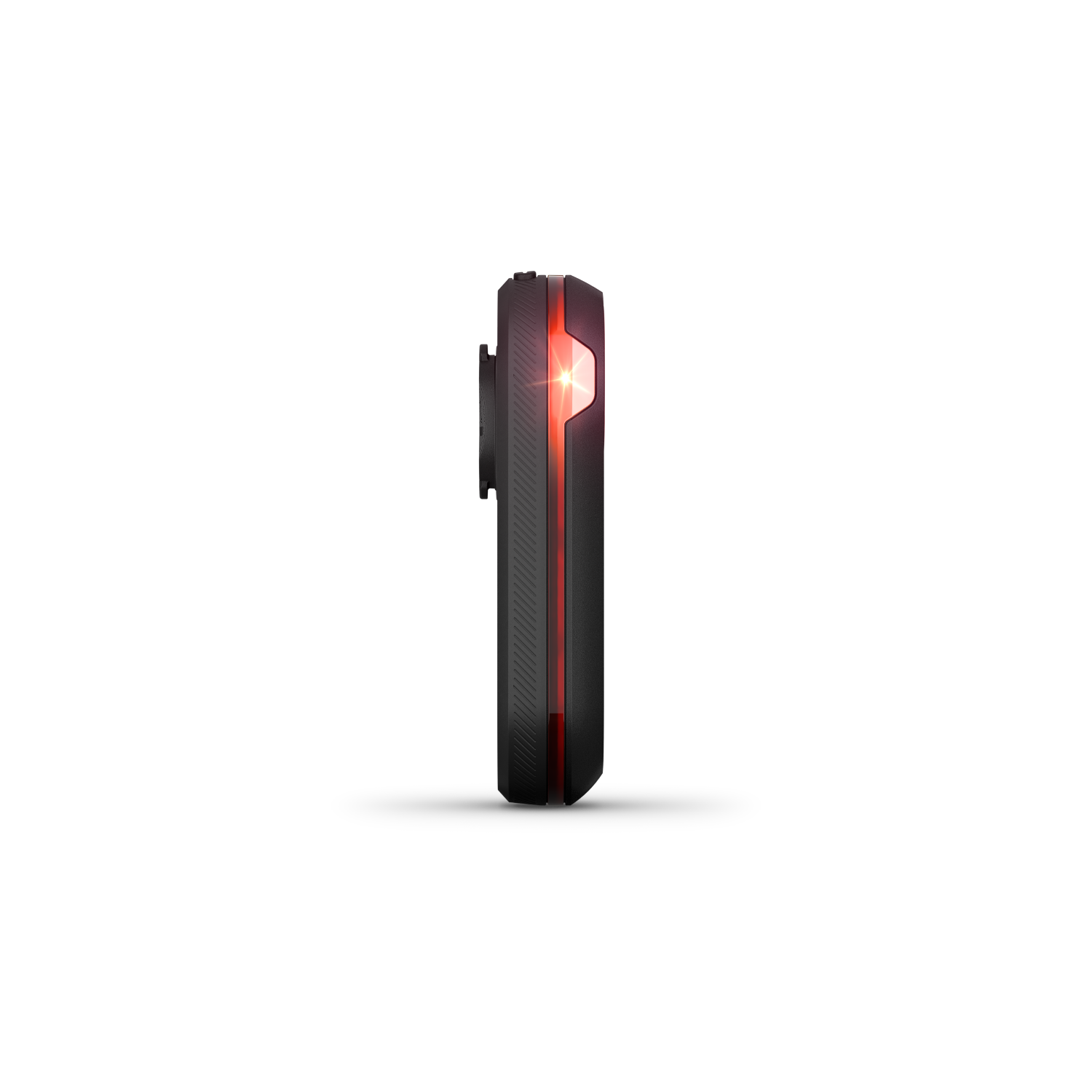 Zwart en rood apparaat met een rood licht, mogelijk een externe drive.