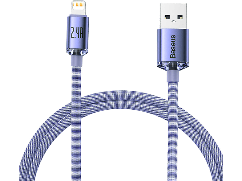 BASEUS Crystal Shine Fast Charging 2.4A Lightning Şarj Kablosu 1.2m Mor