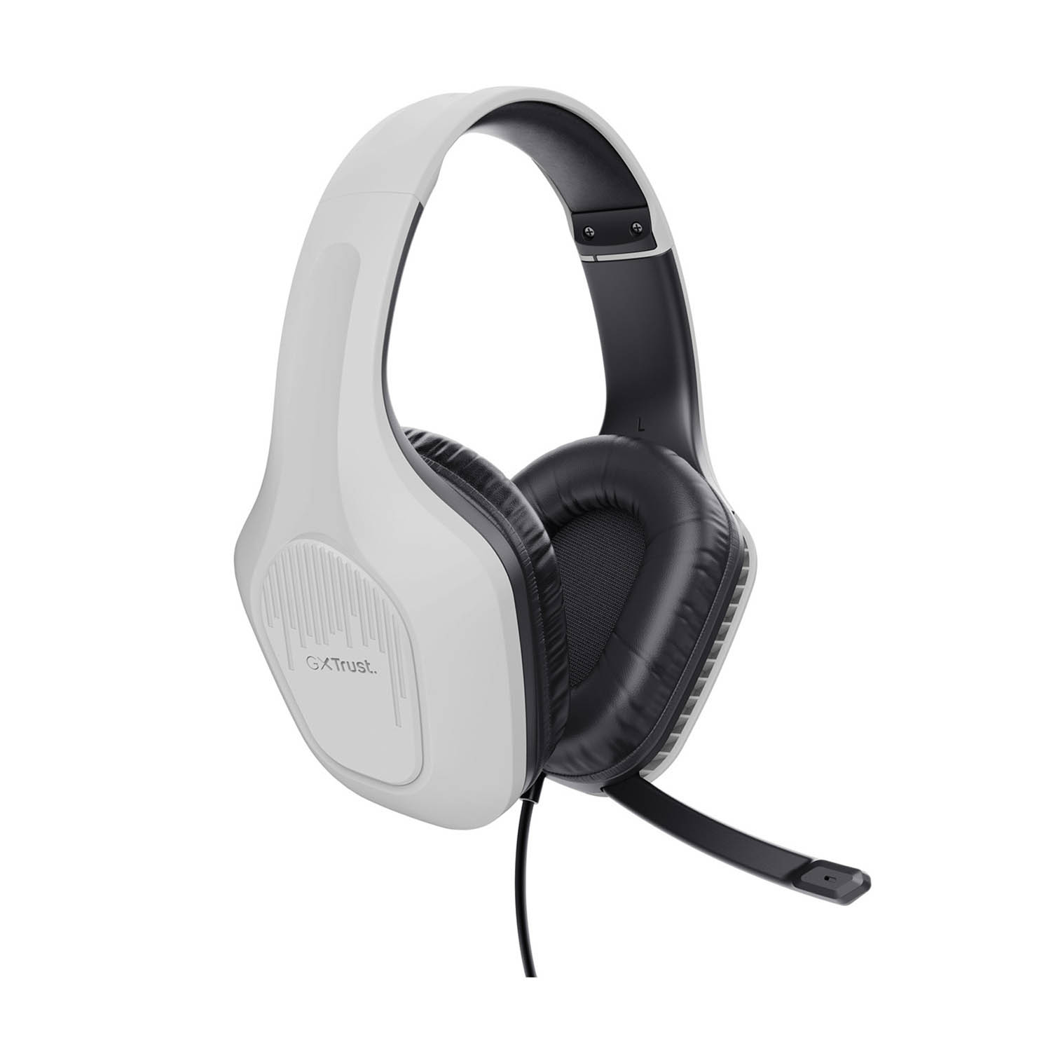 Cuffie da gioco Trust GX bianche e grigie.