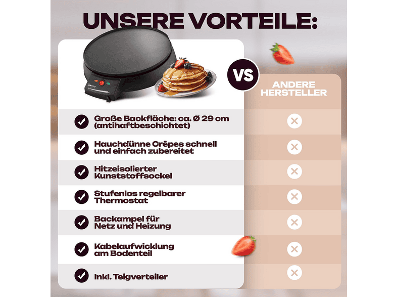 Clatronic CM 3372 Ø 29 cm Crêpemaker schwarz Crêpes Maker, Ø 29 cm, Schwarz, 900 Watt — Foto 3 von 5