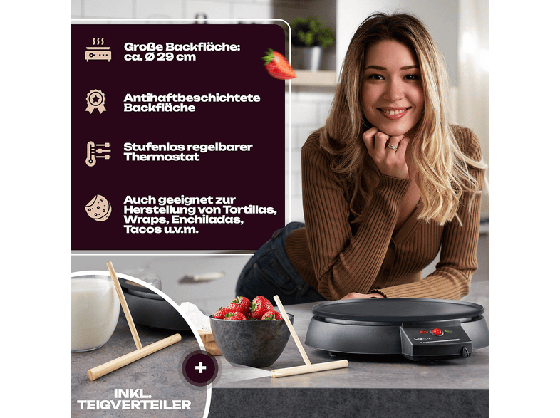 Clatronic CM 3372 Ø 29 cm Crêpemaker schwarz Crêpes Maker, Ø 29 cm, Schwarz, 900 Watt — Foto 5 von 5
