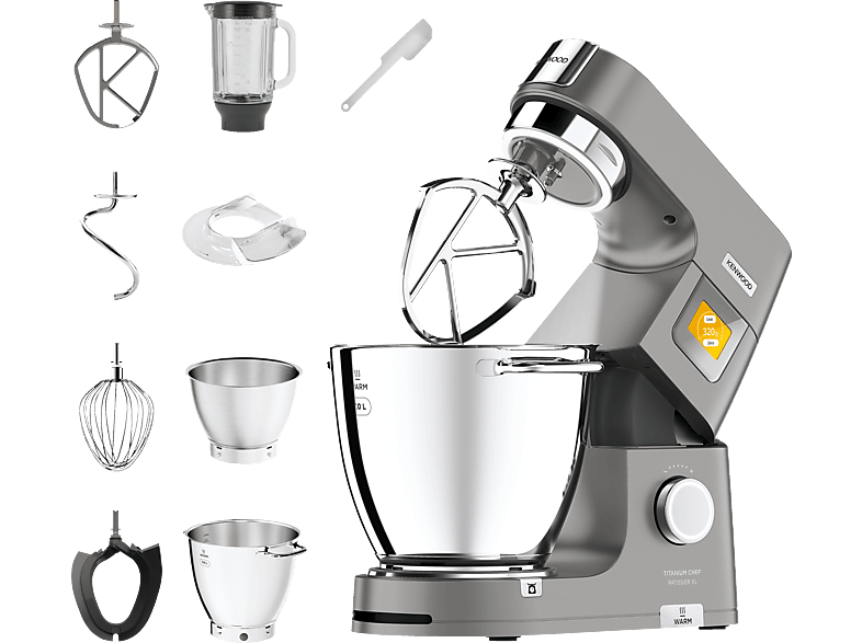 Chef Patissier Watt) 7 Küchenmaschine 1400 (Rührschüsselkapazität: KWL90.124SI KENWOOD XL Titanium Silber l,