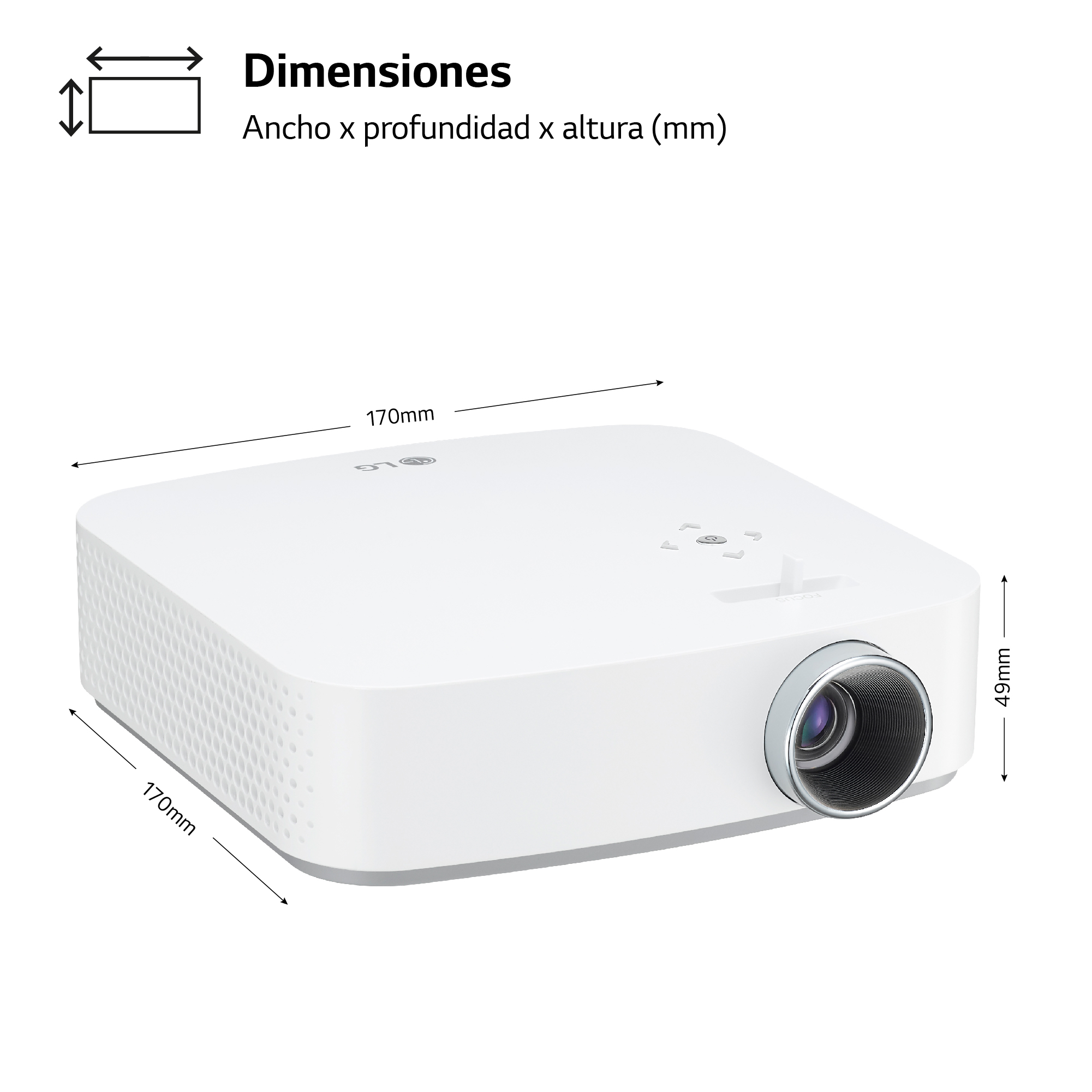 Mini proyector | LG PF50KS, 600 Lúmenes, Full HD, Smart TV, Hasta 