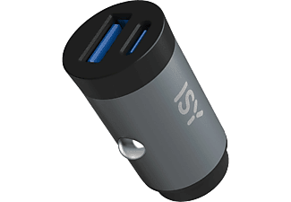 ISY ICC-5030-AC autós töltő, mini, USB-A és USB-C csatlakozóval (2V215719), fekete