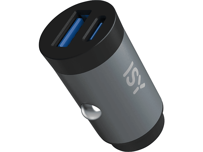 ISY ICC-5030-AC autós töltő, mini, USB-A és USB-C csatlakozóval (2V215719), fekete