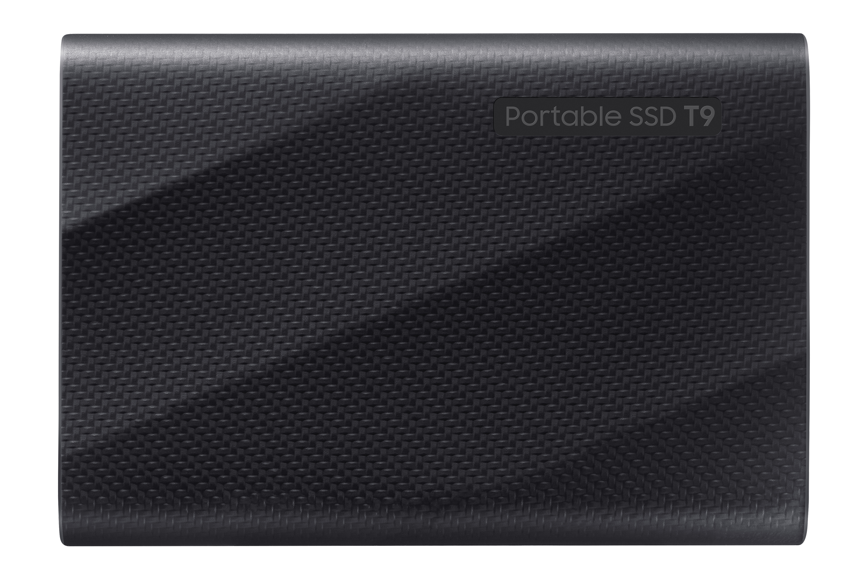 Disco duro negro texturizado. El texto Portable SSD T9.