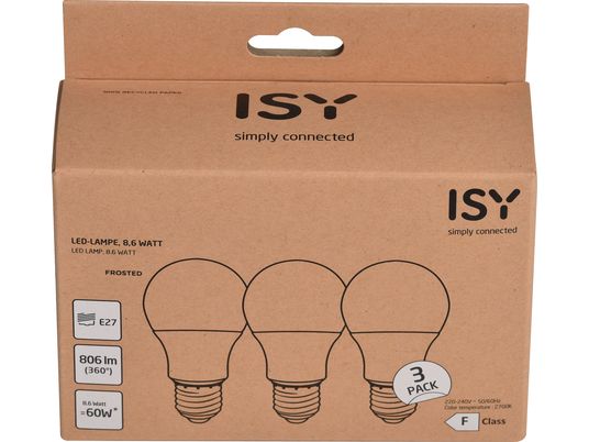 ISY ISYLED E27, 8.6W, 3er Pack - LED Lampe