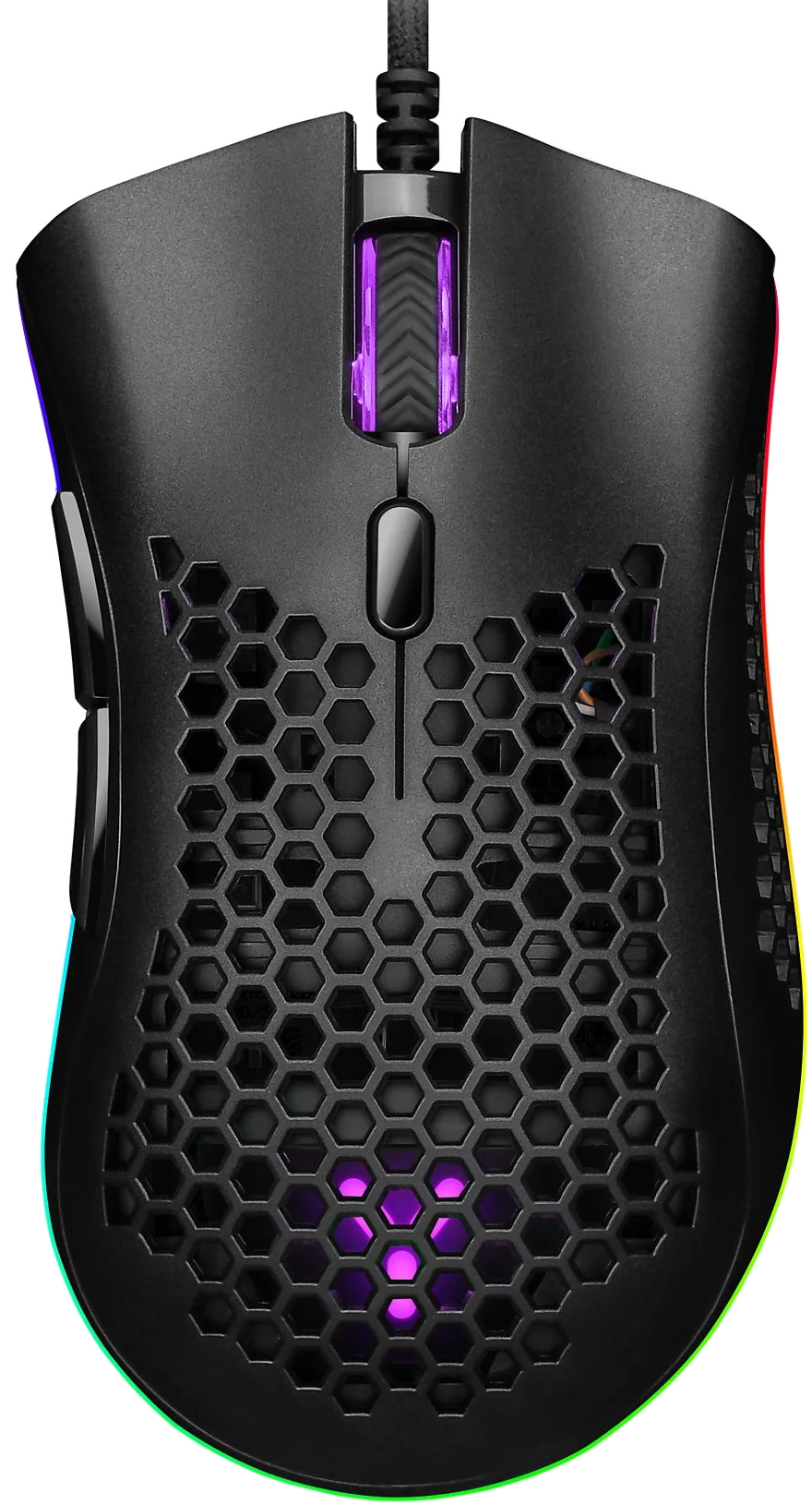 ISY IGM-4500-BK vezetékes optikai egér, max 7200 dpi, 6 gomb, RGB, méhsejt borítás, fekete (2V055877)