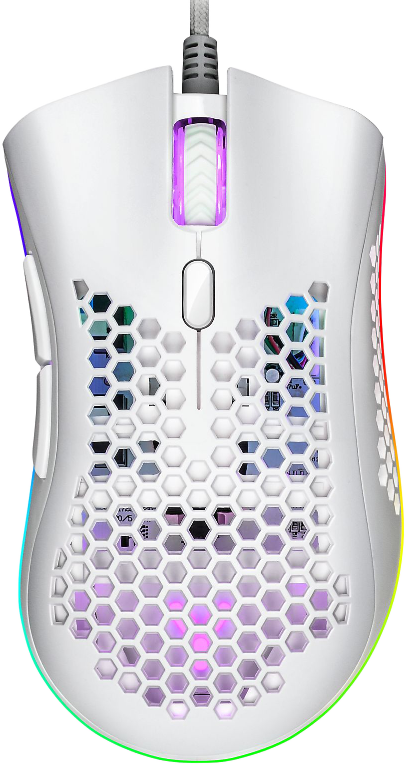 ISY IGM-4500-WT vezetékes optikai egér, max 7200 dpi, 6 gomb, RGB, méhsejt borítás, fehér (2V055878)