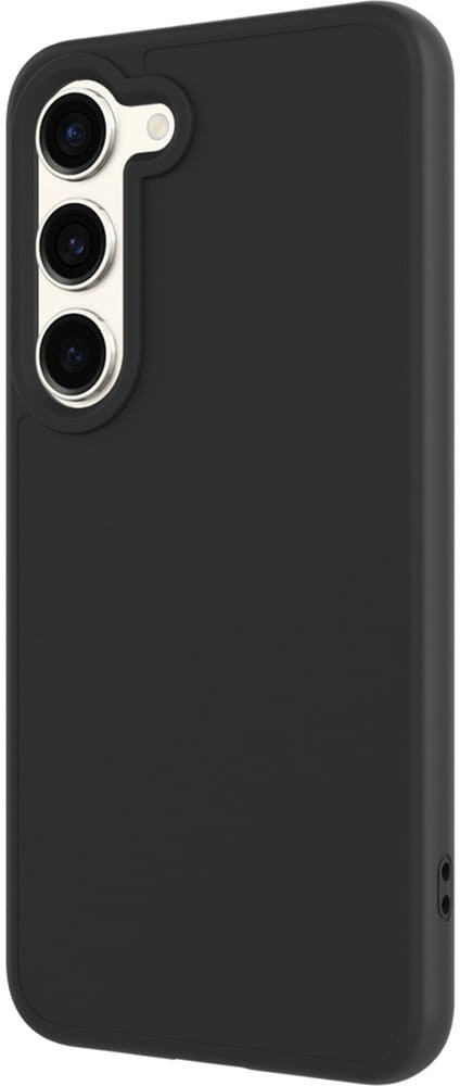 Czarne etui na telefon z trzema obiektywami aparatu po lewej stronie u góry.