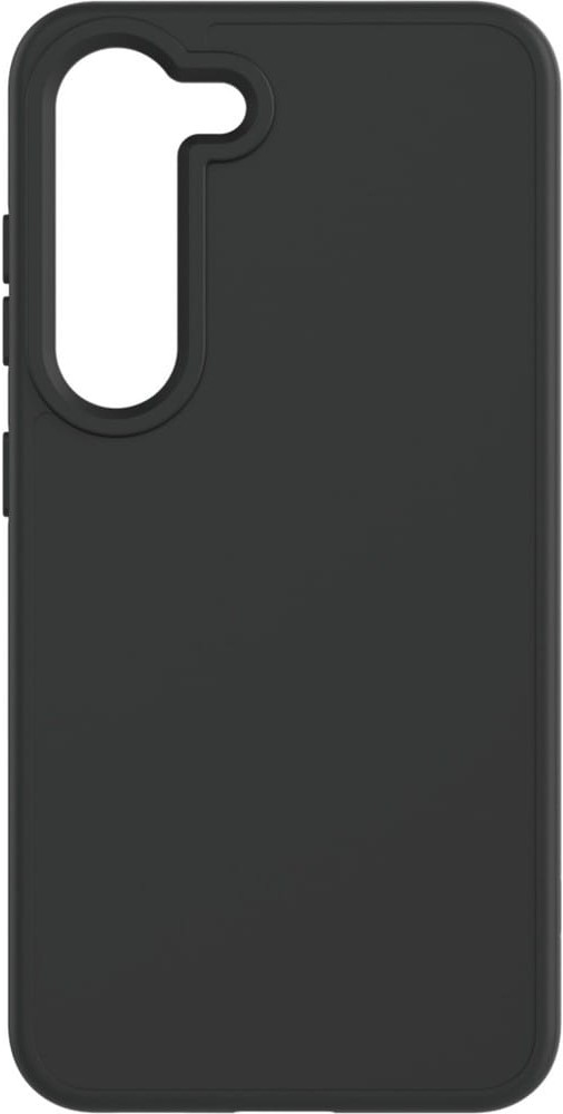 Czarne etui na telefon z wycięciem na aparat i bocznymi przyciskami, na białym tle.