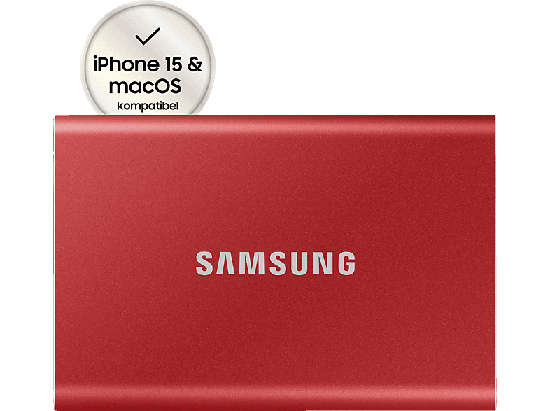 SAMSUNG Portable SSD T7 PC/Mac Festplatte, 500 GB SSD, extern, Metallic red